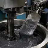 Aditivo de grafito siendo incorporado a una formulación de pintura lubricante