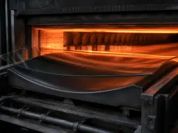 Molde de curvado de vidrio recubierto con grafito y lámina de vidrio caliente