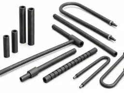 U-shaped graphite heating elements with metal terminals