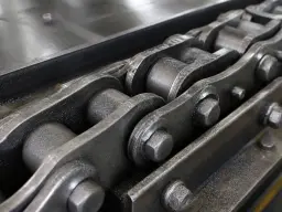 Cadena transportadora industrial lubricada con grafito seco