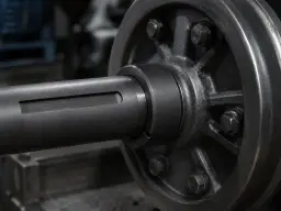Eje y rueda metálica industrial con lubricante de grafito de película seca