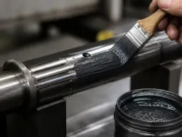 Graphite lubricating paint brushed onto a metal part
